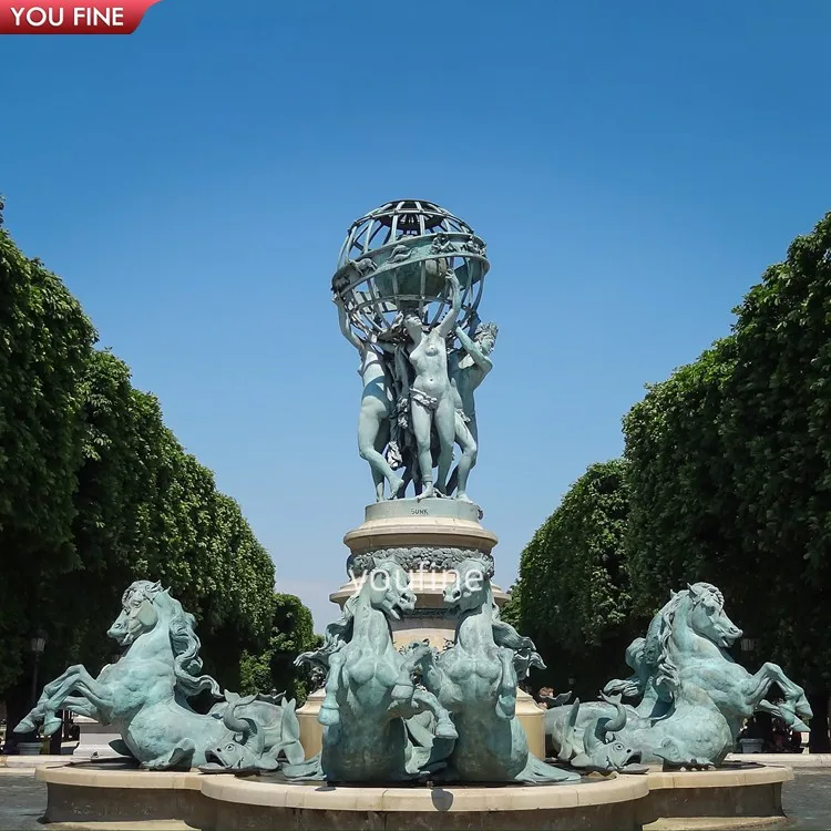 Outdoor Garden Classic Large Antique Bronze Horse Water Fountain