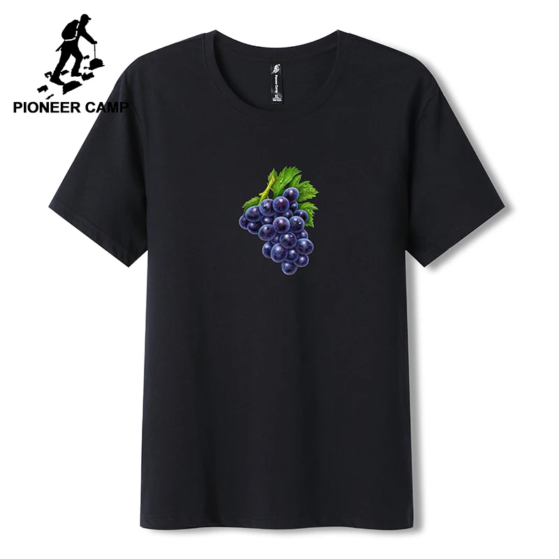 Pioneer Camp Fashion Summer T shirt Men Brand Clothing 3D Grape Printed T-shirt Male Quality 100% Cotton Short Tees