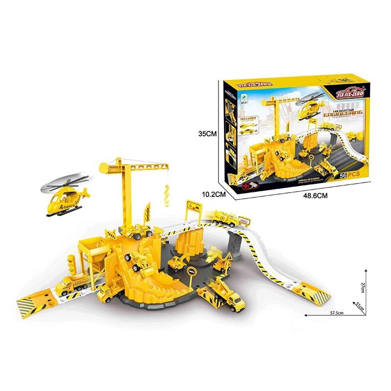 2023 Hot selling toy Tank Car Racing track Toy Lift Car Park CPS Custom Car and aircraft parking lot Toy set