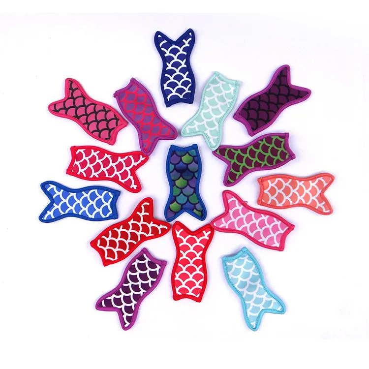Fish shape neoprene popsicle holder freezer icy pole ice lolly sleeve