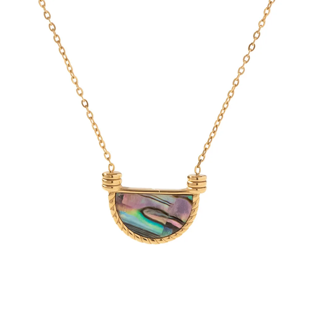 Best Selling Products PVD Gold Waterproof Stainless Steel Geometric Puka White Shell Necklace