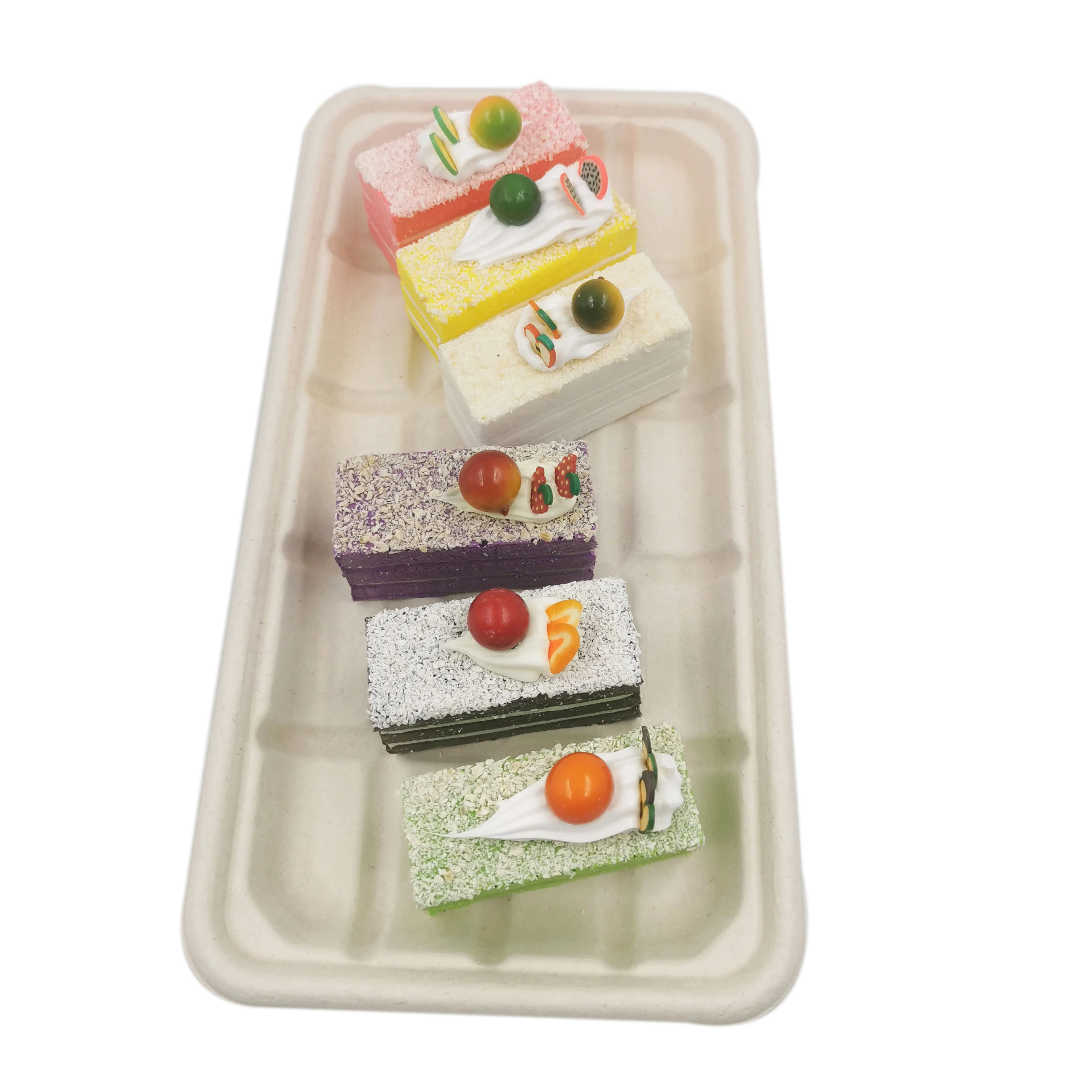 Disposable Compostable Trays Sugarcane Bagasse Paper Pulp Moulding  Trays