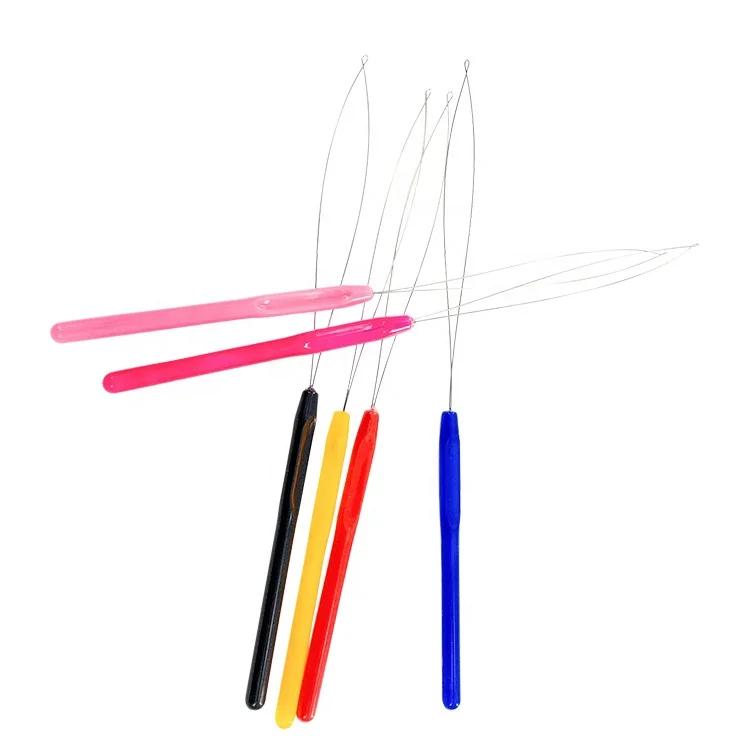 Easy Loop Hair Extensions Tools Plastic Holder Micro Ring Loop Needle Threader for Hair Extension Tools Needle Threader