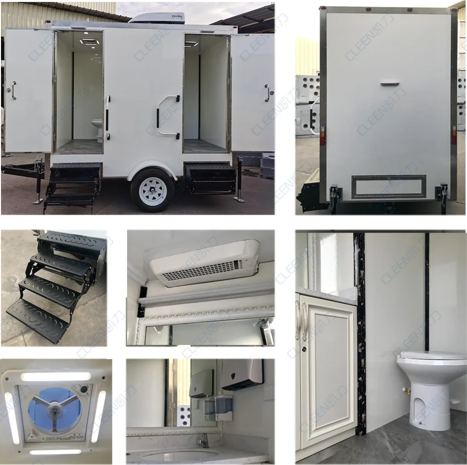 trailer portable toilets mobile plastic Wecare Restrooms Outdoor Mobile Plastic Bathroom Trailer Washroom Camping Toilet
