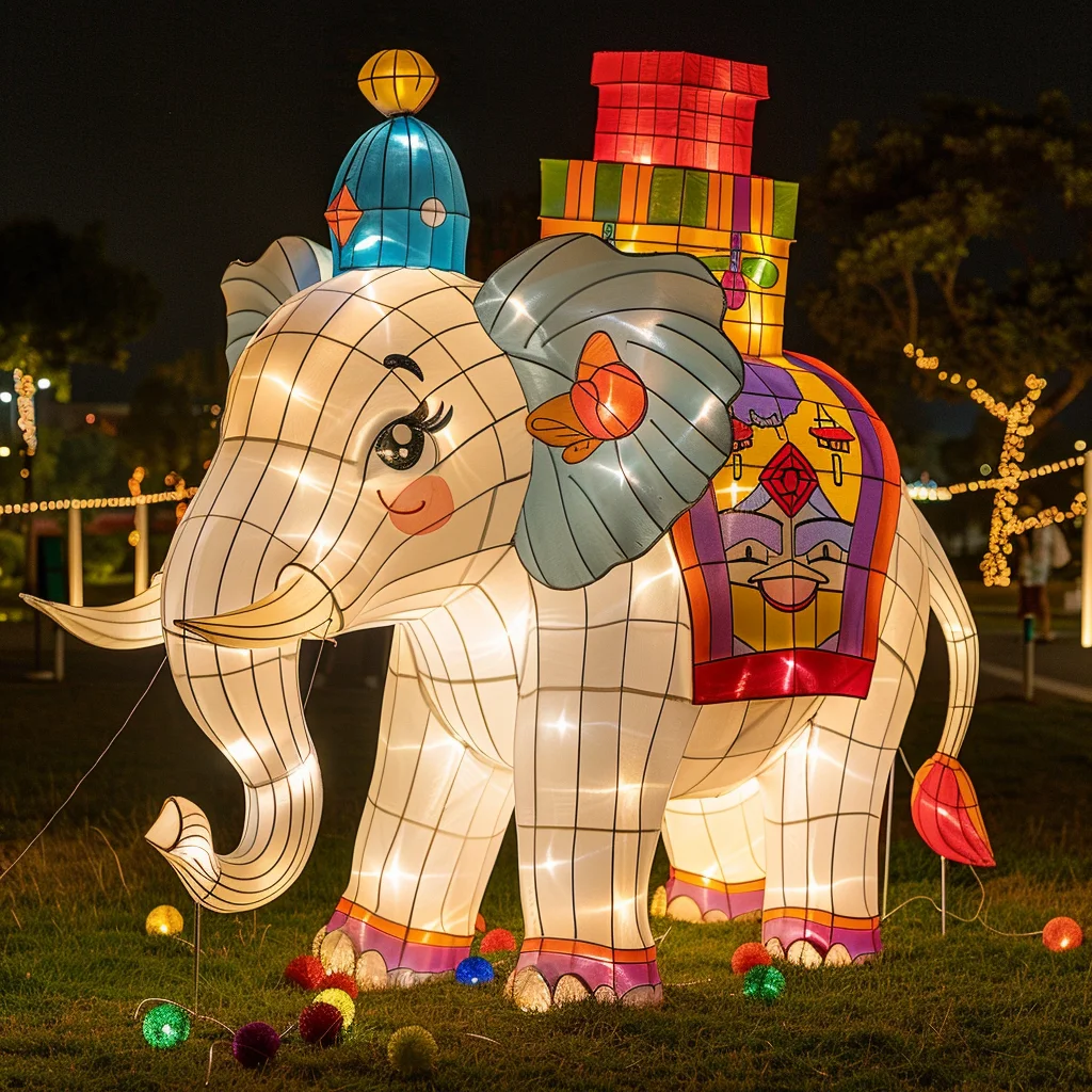 Custom Large Outdoor LED Elephant Lantern - Waterproof Festival Animal Motif Lighting for Park and Event Decorations