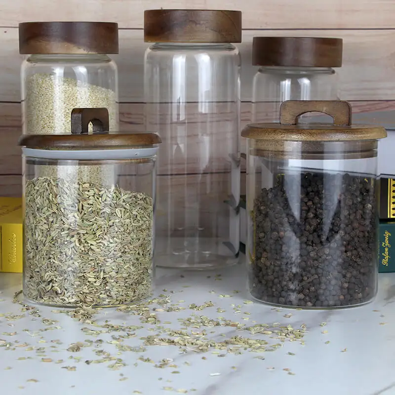 Supplier Wide Mouth Round Borosilicate Glass Storage Jars For Kitchen Canisters Canisters