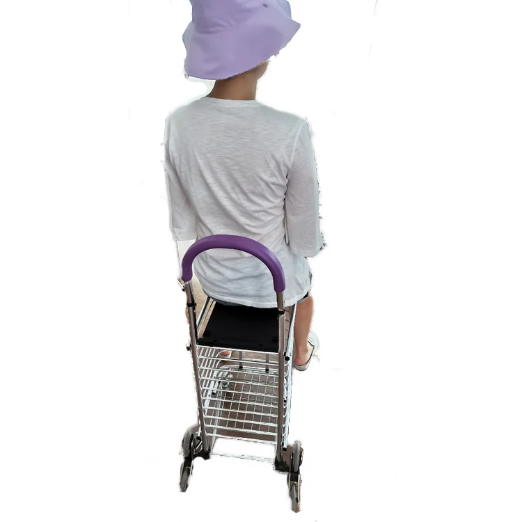 Складная тележка-корзина из алюминиевого сплава с дизайном сиденья