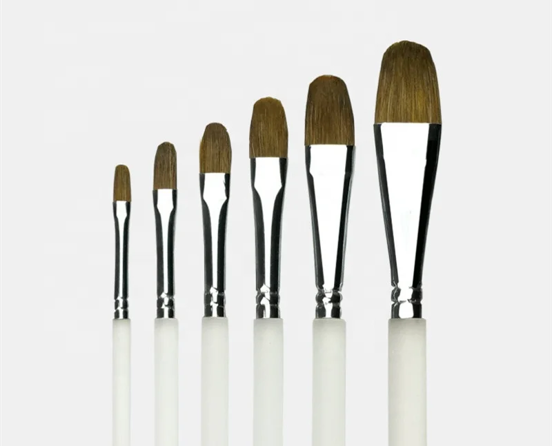 Weasel hair #102 filbert head black handle artist brush for sale, brush maker, fine brush