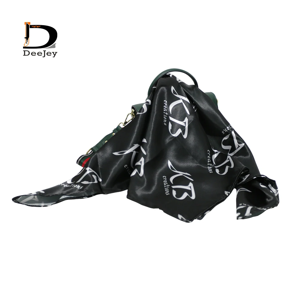 Custom Logo Vintage Fashion Satin Silk Scarf Hijab Square Scarf for Woman Hair Accessories