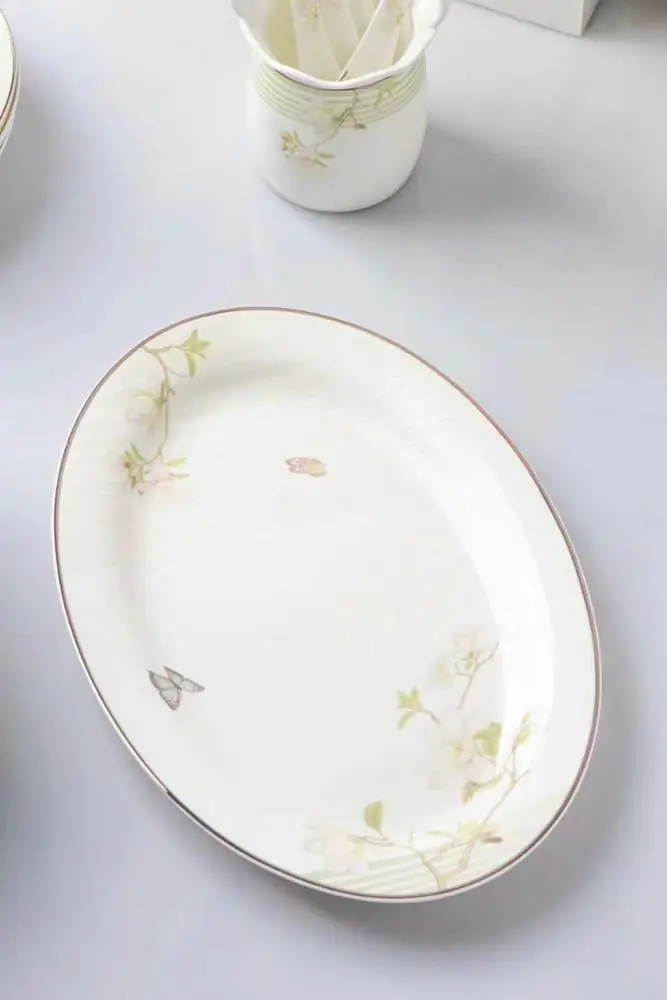 New design high quality unique style Ceramic bone china decal 50PCS Dinnerware+Sets for 4 people-wang9