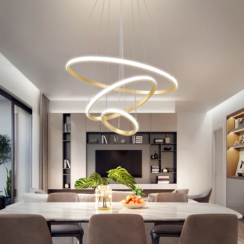 Gold luxury lighting modern Decorative circle ring LED shandelier chandelier Pendant Lights