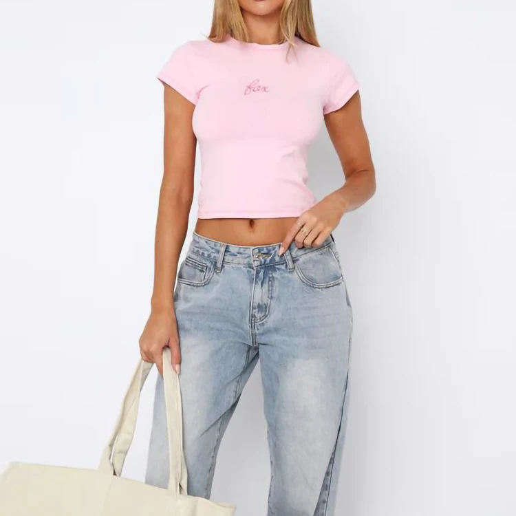 Custom Logo Baby Tee Basic Blank Crew neck Sexy Fitted Soft Plain Cotton Spandex Girls Tshirt White T shirt Crop Top For Women