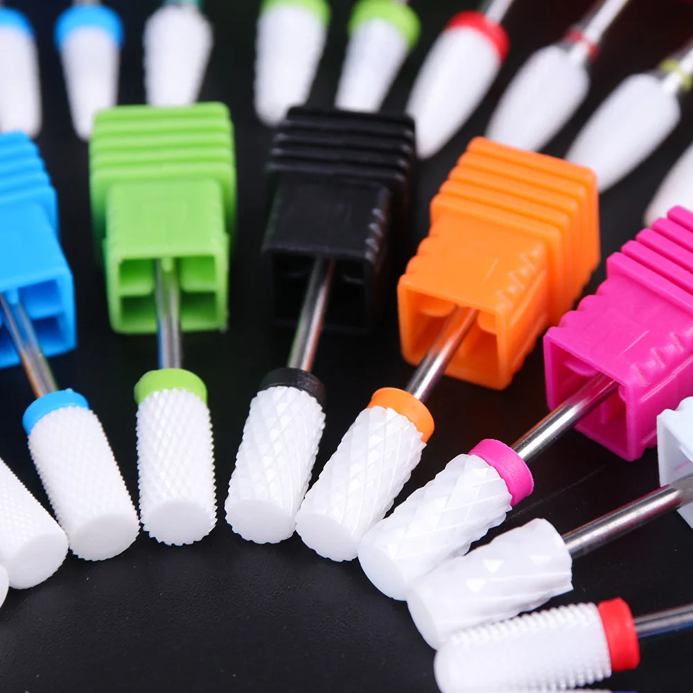 Amazon Hot Nail Ceramic Grinding Head Ceramic Cylindrical Round Head Type Nail Art Decoration Tools Electric Nail Polisher