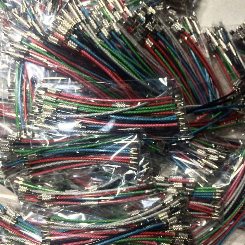 High Quality Wire Rope Key Chain Metal Wire Keychain Carabiner Cable Key Ring Outdoor Hiking