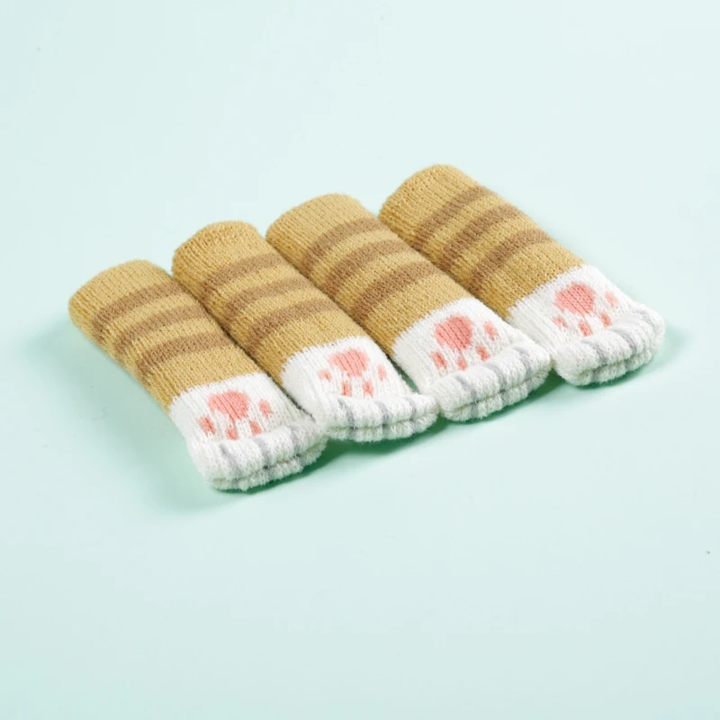 4pcs/set Cartoon Cat Knitting Anti-noise Non-slip Table Chair Stool Foot Cover
