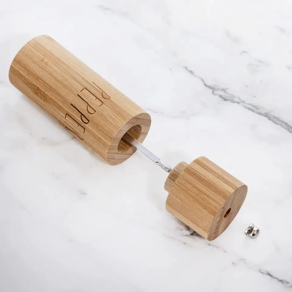 Elegant Sustainable bamboo Pepper and Salt Grinder Set for Seasoning Cooking Dining (1 pack)