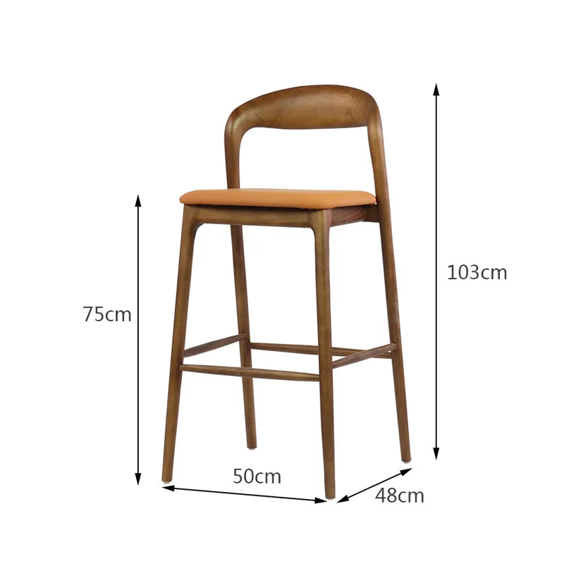 Скандинавский современный простой деревянный барный высокий стул с мягкой обивкой индивидуальный твердый деревянный барный стул высокий стул