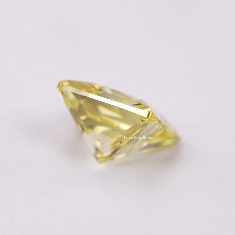 all sizes synthetic gemstones canary yellow cz stone zircon square shape princess cut fancy stone yellow cz