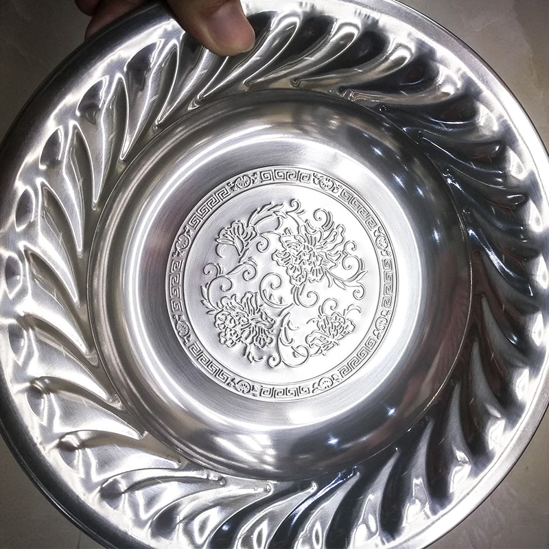 Stainless Steel Plate Tray Round Plate Pearl Cherry Tray For Fruits and Vegetables