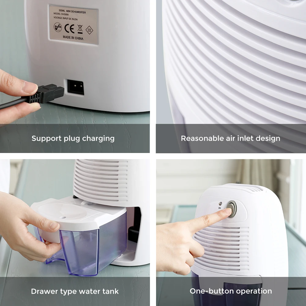 0.5 Liters translucent water tank Thermoelectric peltier ETD250 Portable dehumidifier