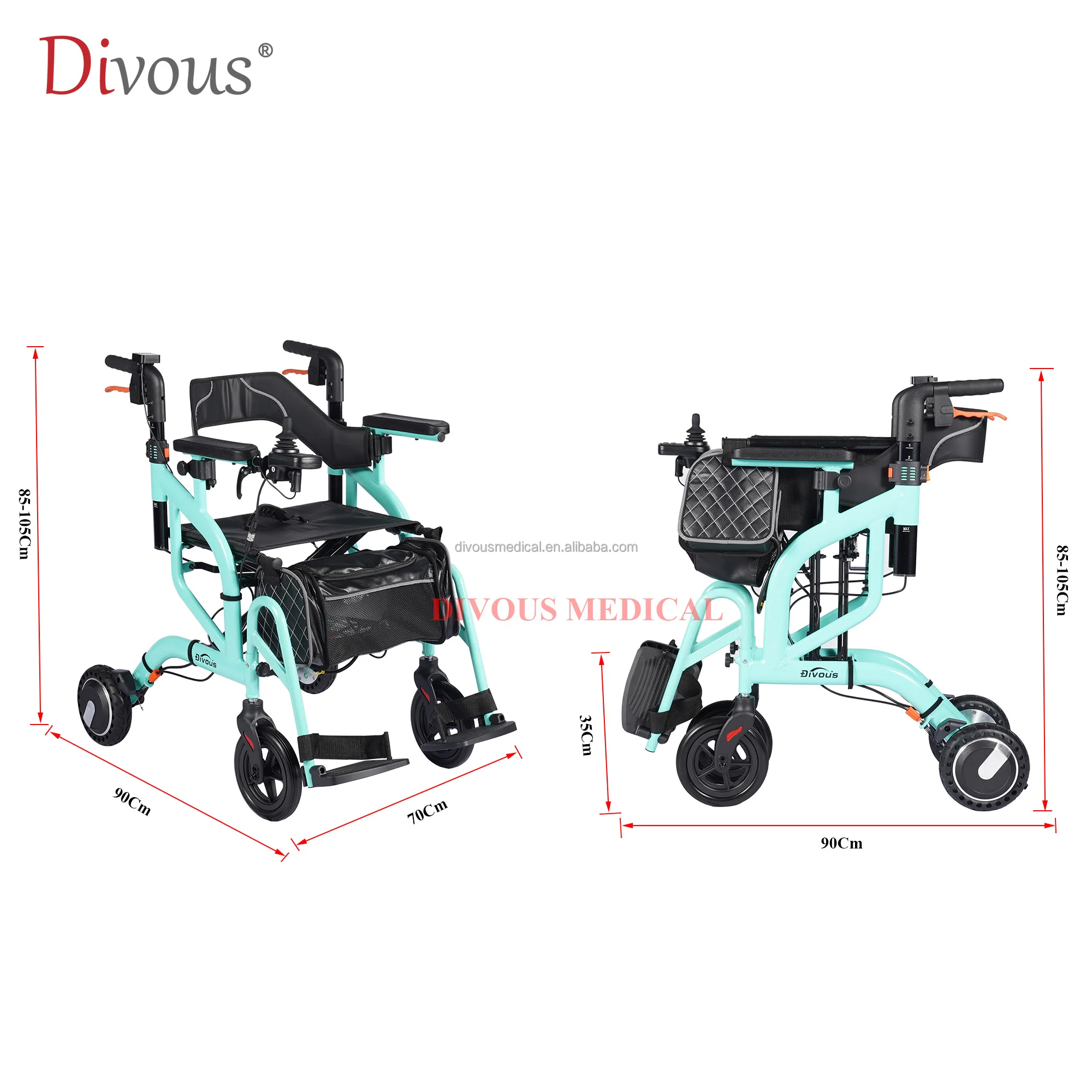 New Model Ultralight Portable Folding Power Wheelchair As Walker Seniors Stroller Electric Disabled Chair