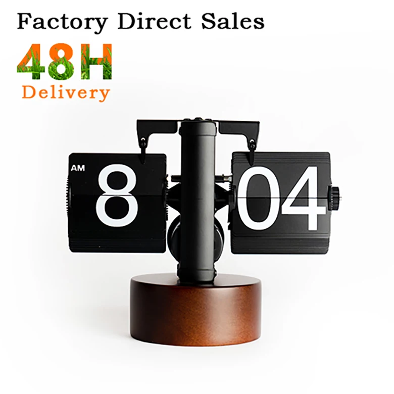 High Quality Game Sports Timer Table Clock Retro Flip Over Clock Stainless Steel Flip Internal Gear Operated Quartz Clock Watch