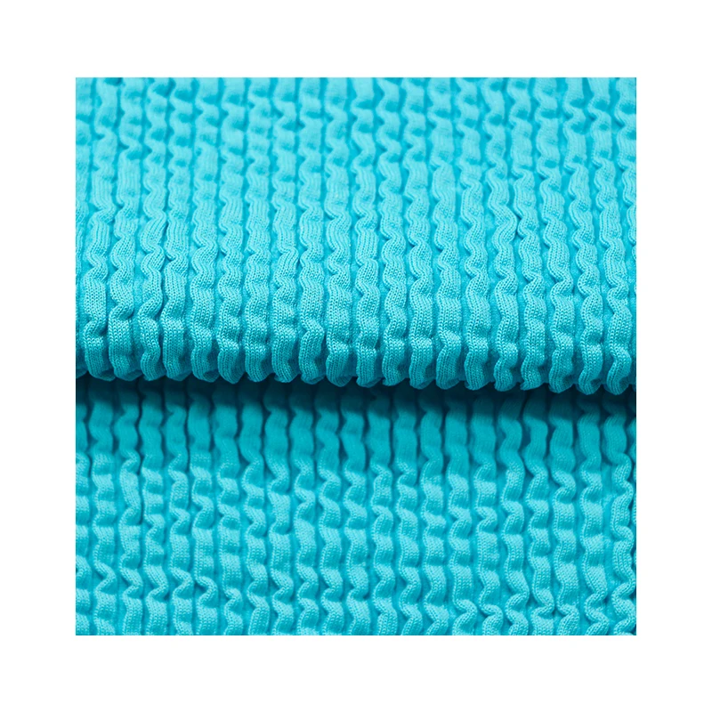 high quality nylon spandex bubble stitch stripe 4 ways stretch knitted weft fabric for swimwear skirt dress