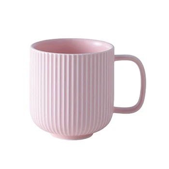 350ml matt color embossed striped design bone china coffee cup ceramic mug