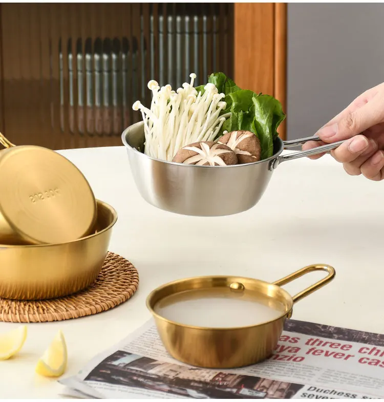 Korean Traditional Wine Bowls Korean Raw Rice Wine Hiking Soup Dish 4.7 inches 3 pcs Aluminum Yellow Made in Korea