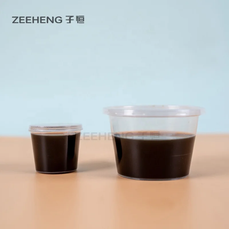 Free samples transparent disposable sauce plastic cup sizes