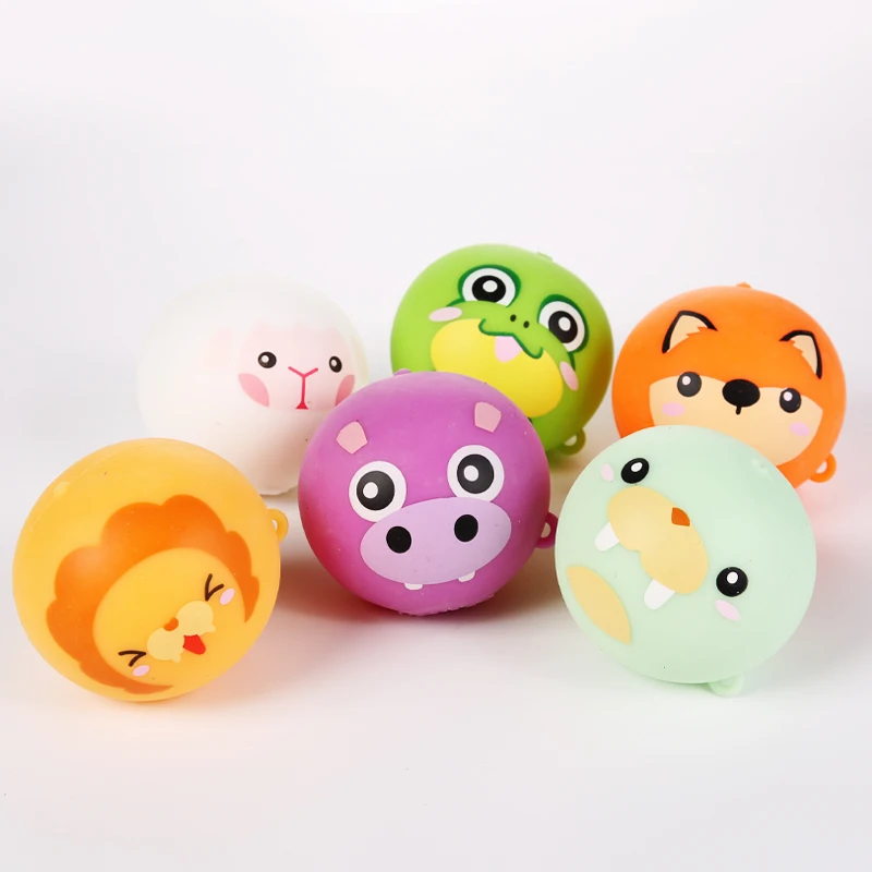 Wholesale Custom Squeeze animal face sticky toss ball squishy Toy tpr 7 cm multi design kids plaything