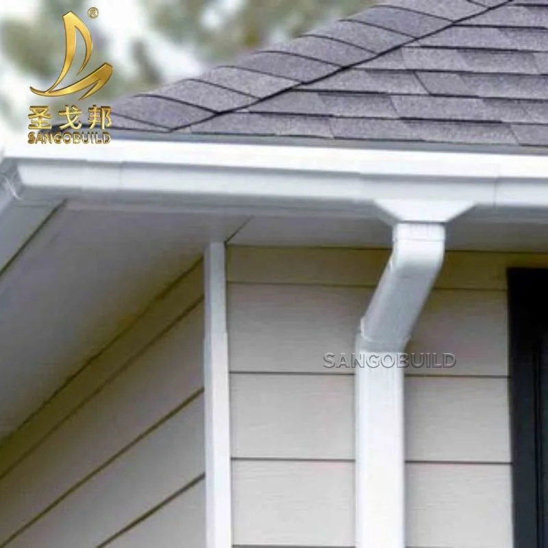 Ecuador Dominican Republic White and Black 5.2 inch 7 inch PVC Rain Gutters And Down Pipes Downspouts Roof Water Drainage System