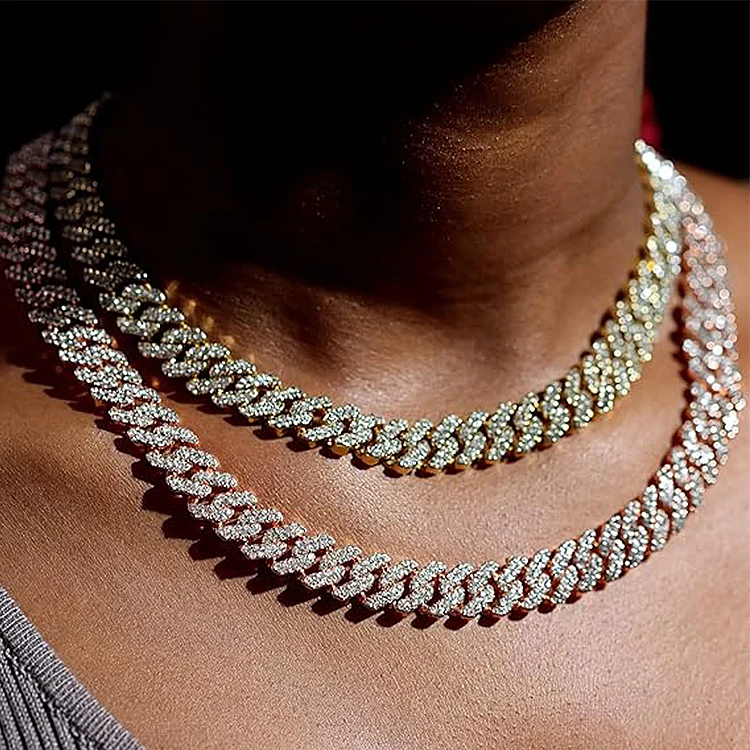 6mm-14mm hip hop Men Necklace 925 Sterling Silver VVS Moissanite Cuban Link Chain Iced Out Cuban Link Miami Cuban Chain