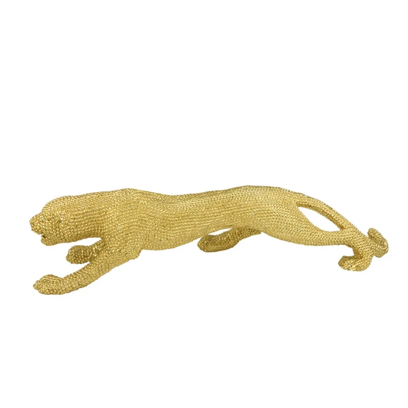 factory outlet  resin crafts diamond statue fiberglass home sculpture figurine resin gold leopard