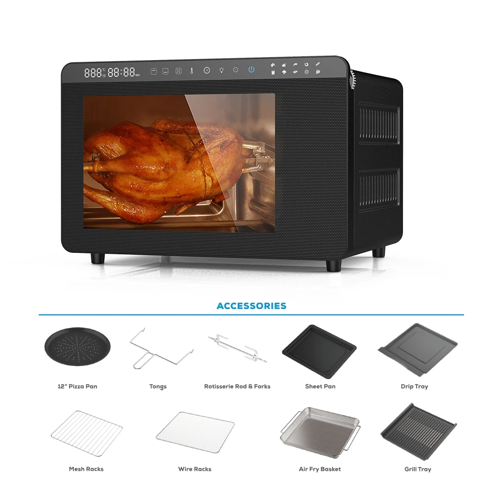 New Design 22L Digital Roast Chicken 9 Functions Visible Cooking Smart Air Fryer Oven