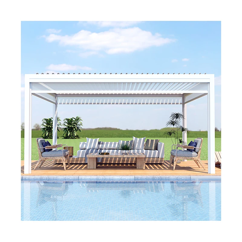 Outdoor Opening Louver Roof Motorized Modern Retractable Aluminium Wedding Pergola