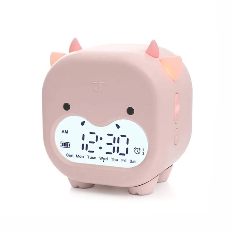 OXGIFT Wholesale Cartoon animal dinosaur cow plastic led desk table digital alarm clock