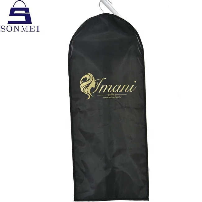 Hair bags black satin hair bags custom satin wig storage bag with hanger