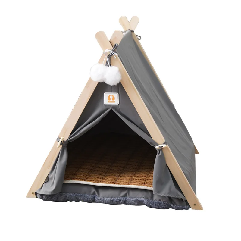 Hot Sale Canvas Material Yurt tent House Comfortable Durable Aesthetic Design Cat Dog Bed pop up  Pet Teepee Tent