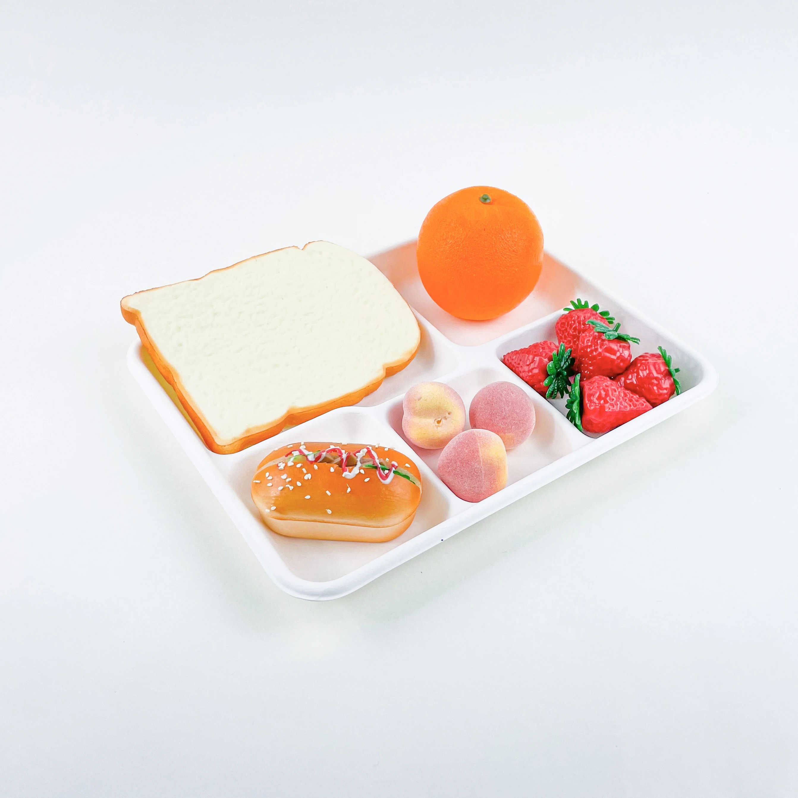 Customized Green Fast Food Tray Pulp Tableware  Compostable Biodegradable Disposable Bagasse Sugarcane tray