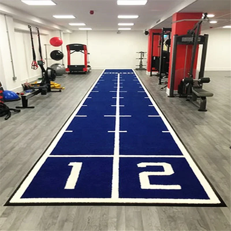 NWT DIY Logo Wholesale Blue and White Sports Turf Gym Turf Sprint Track Turf Rolls Grass Mat