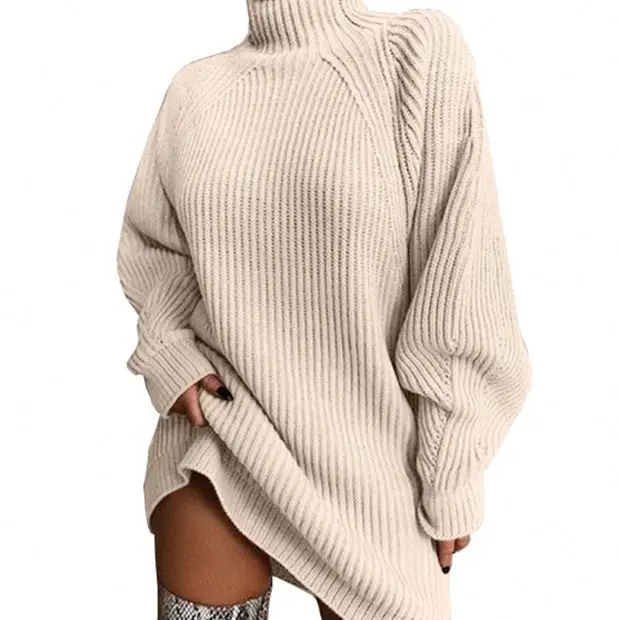 2021 осенне-зимний вязаный свитер с высоким воротом размера плюс, женский свитер, пуловер