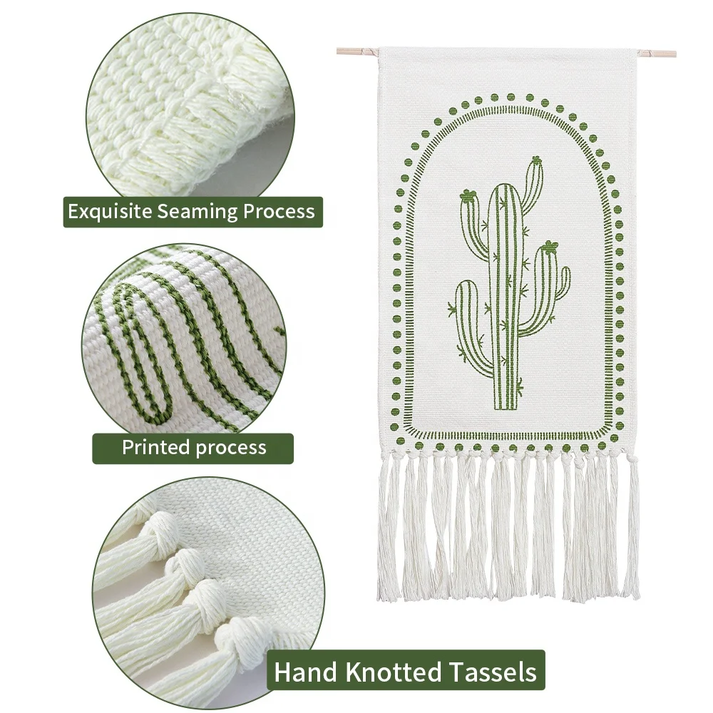 Boho style custom cotton woven coconut palm tree printed wall tapestry