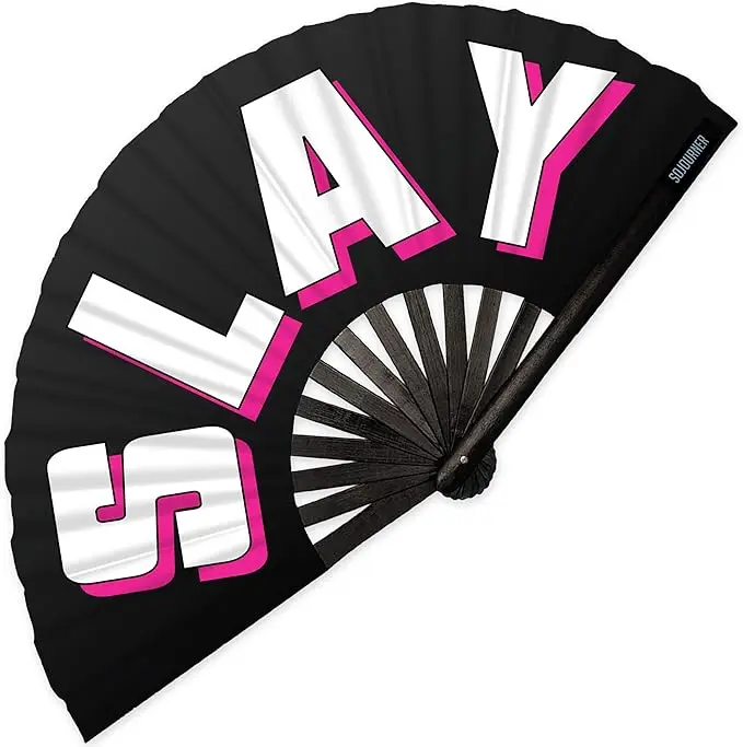 Festive Gifts Dancing Props Folding Promotional Large Size Kungfu PVC Handheld Fans Bamboo Silk Hand Fan