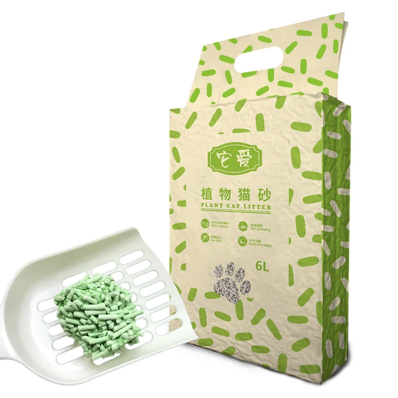 Natural Plant Tofu Odour Lock Bentonite Easy Scoop Clumping Washable Super Power Pellets For Clumping Tofu Cat Litter