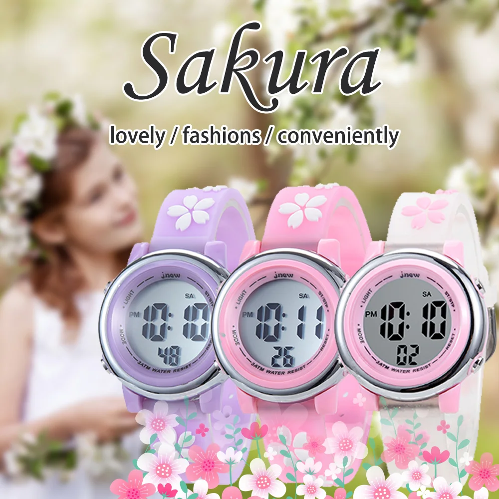 Sakura 2024 Custom Kids LED Light Sport Watch New Digital Display Wrist Watches for Teenage Girls Custom Cartoon PC Child