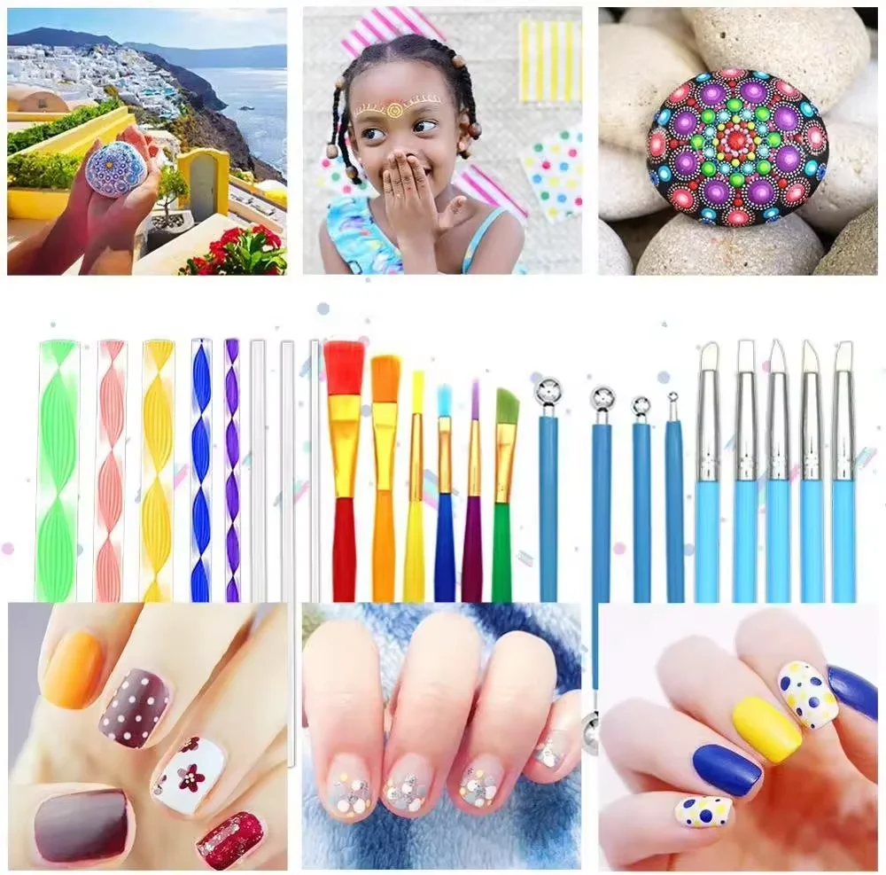 Keep Smiling 35pcs DIY Art Mandala Dotting Tools Rock Painting Kits Dot Handwork Craft Clay