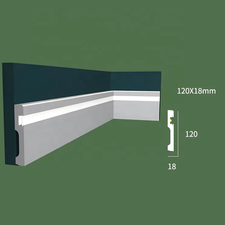 Diy Black PS LED Skirting Board Polystyrene Baseboard Moulding Flooring Base Board With Led Light