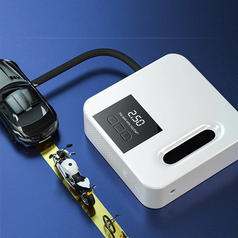 AUTOCOLOR Portable 12v DC Air Compressor Emergency LED Light Tire Inflator for Football Car Bike Pump