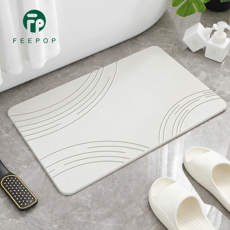 Ultra Fast Drying Engrave Diatomite Bath Mat Custom Bath Mat Logo Anti-slip Stone Bath Mat Diatomaceous Earth for bathtub
